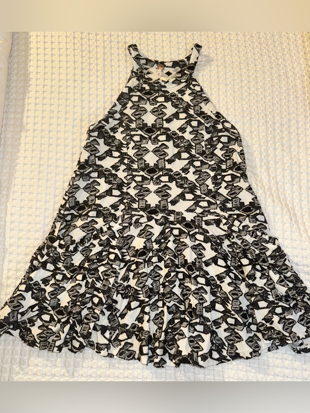 Free People Black and White Geometric Halter Dress with pockets